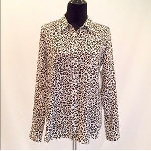 Equipment 100% Silk Animal Print Button Down Shirt S